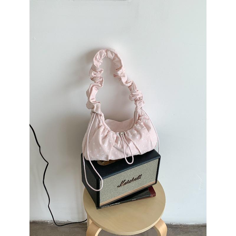 Polka Dot Shoulder Bag Women's Small Fresh Drawstring Pleated Nylon Messenger Bag Women's New Small Square Bag