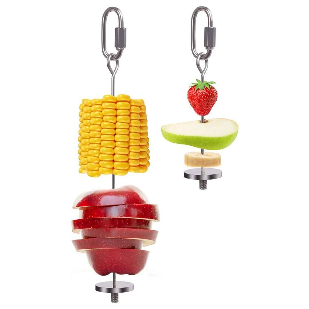 Cage Accessories Pet Treat Foraging Toy Vegetable Skewer Bird Food Holder Parrot Feeder Fruit Stick