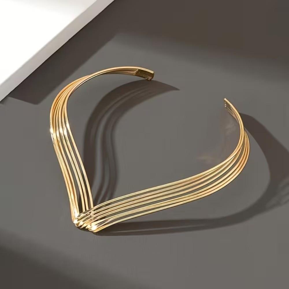 Exaggerated Metallic Multi-Layer Line Necklace Women's Fashion Choker Holiday Gifting