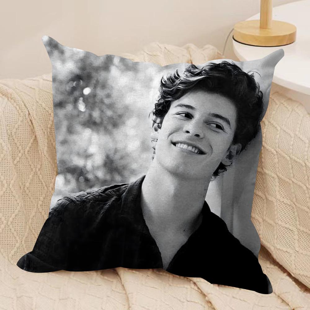 Sänger SShawn Mendes Kissenbezug Seidiger Kurzer Plüsch Beidseitig Bedruckter Kissenbezug für Sofa Alle Jahreszeiten Heimdekoration Geschenk