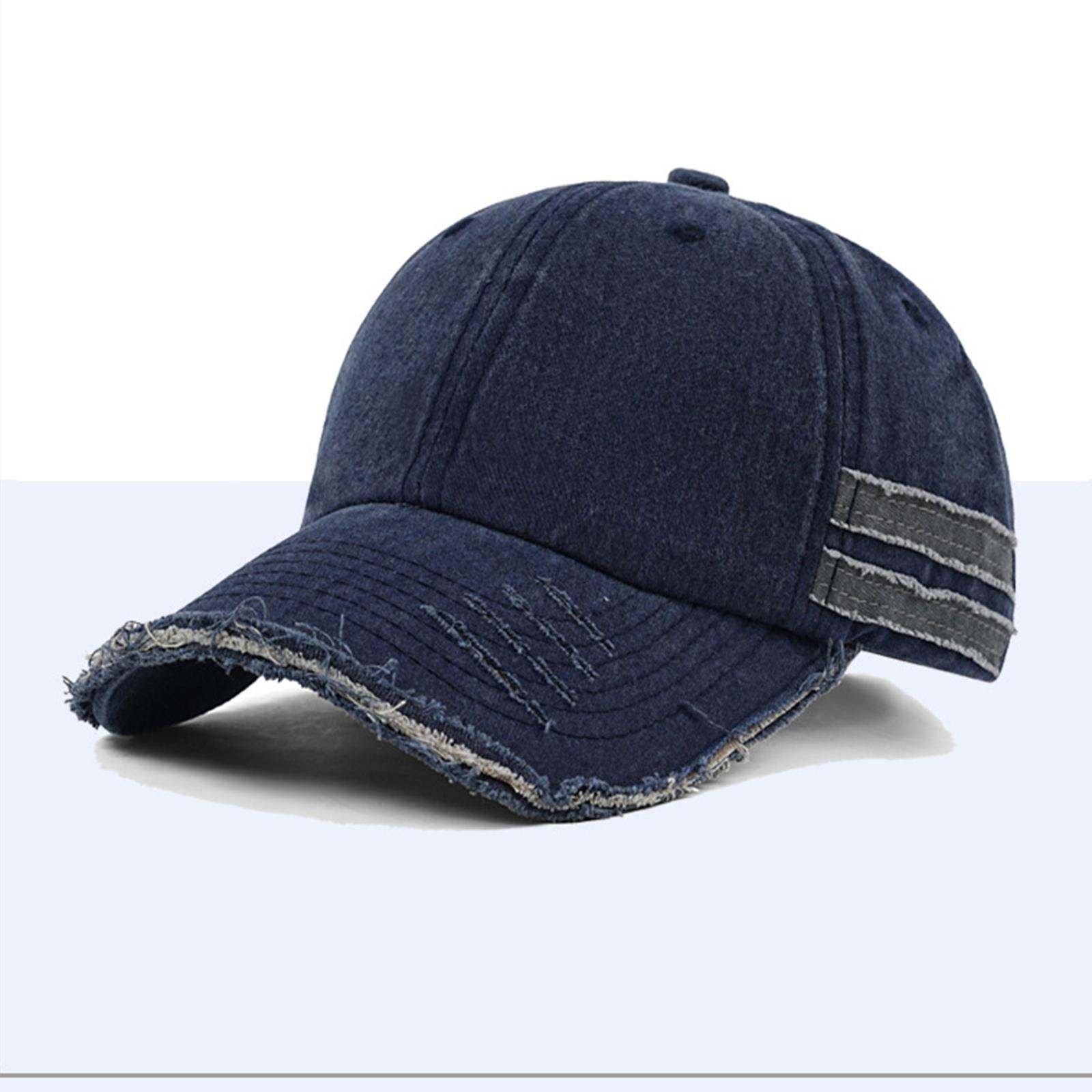 

Distressed Soft Top Dad Hat Vintage Washed Baseball Cap with Faded Look and Pre-Damaged Details Adjustable Strap One Size тёмно-синий