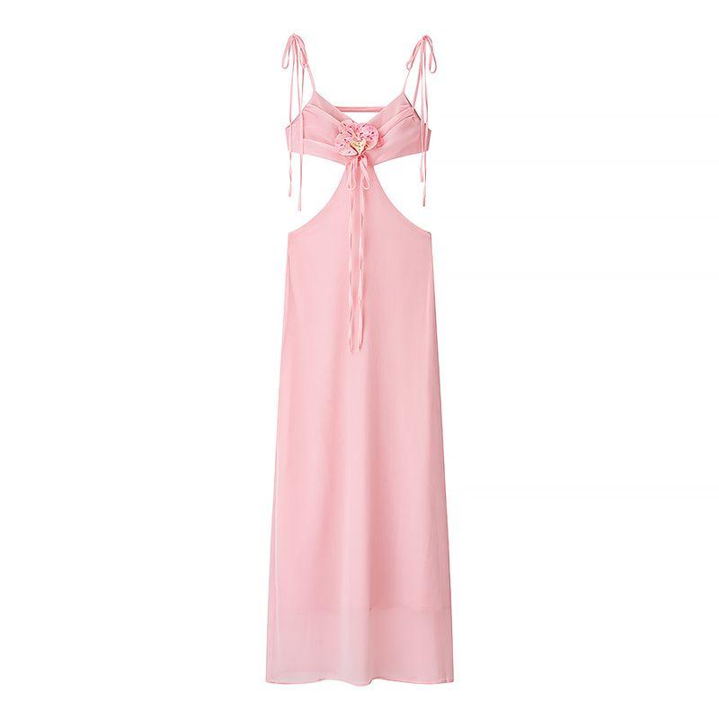 Sunshine Island Romantic Pure Desire Atmosphere Beautiful Seaside Vacation Wear Hollow Design Sexy Backless Dress