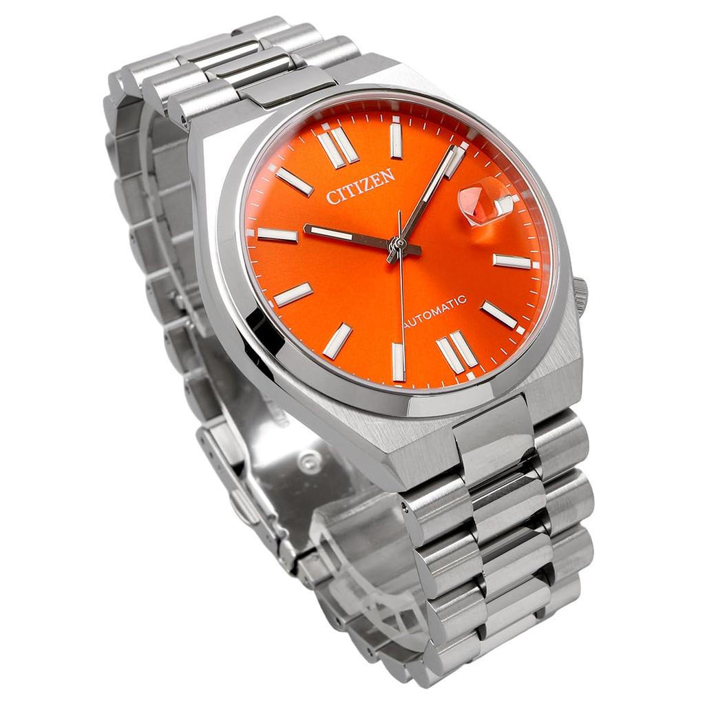 TSUYOSA Collection Automatic Men's Watch Sapphire Glass Orange Silver Import Model NJ0151-88Z