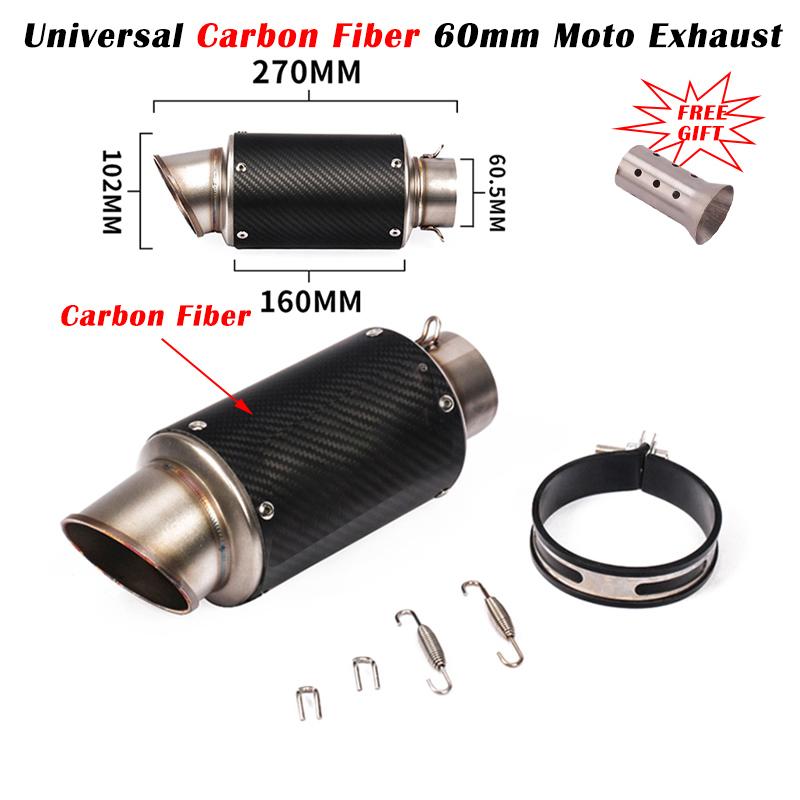 Universal 51mm Motorcycle Exhaust Escape Modifief Carbon Fiber 60mm 61mm Muffler For KTM R1 GSX-S750 S1000RR Z900 R25 R3 ZT125