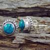 Retro Ancient Silver Turquoise Stud Earrings, Creative and Fashionable New Style Earrings