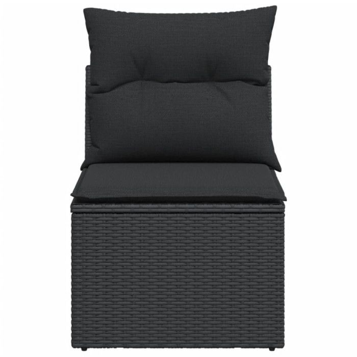 VidaXL Garden Sofa Without Armrests Cushions, Seat with Cover, Outdoor Patio Balcony Terrace Furniture, Black Resin 365961