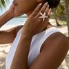 Charm Pink Rhinestone Starfish Ring for Exaggerated Blue Enamel Wrinkled Starfish Adjustable Ring Charms Summer Beach Jewelry