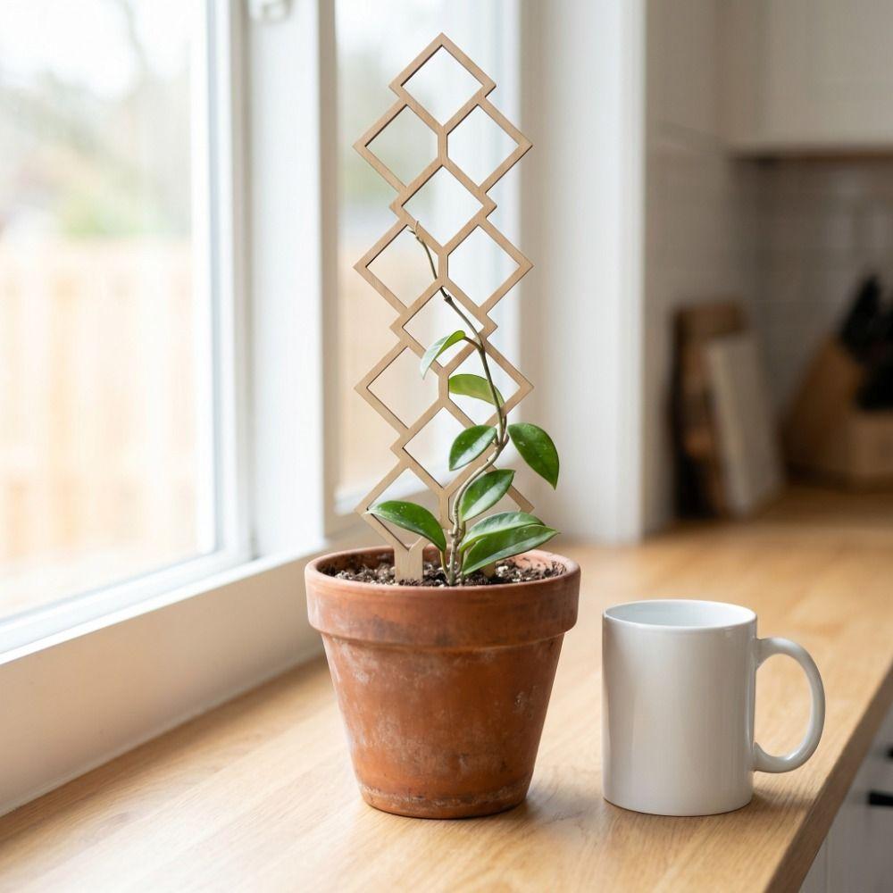 Wooden Garden Plant Trellis Hollow Out Flowers Vine Plant Support Rack Geometric Climbing Stand Potted Plant Climbing Rack