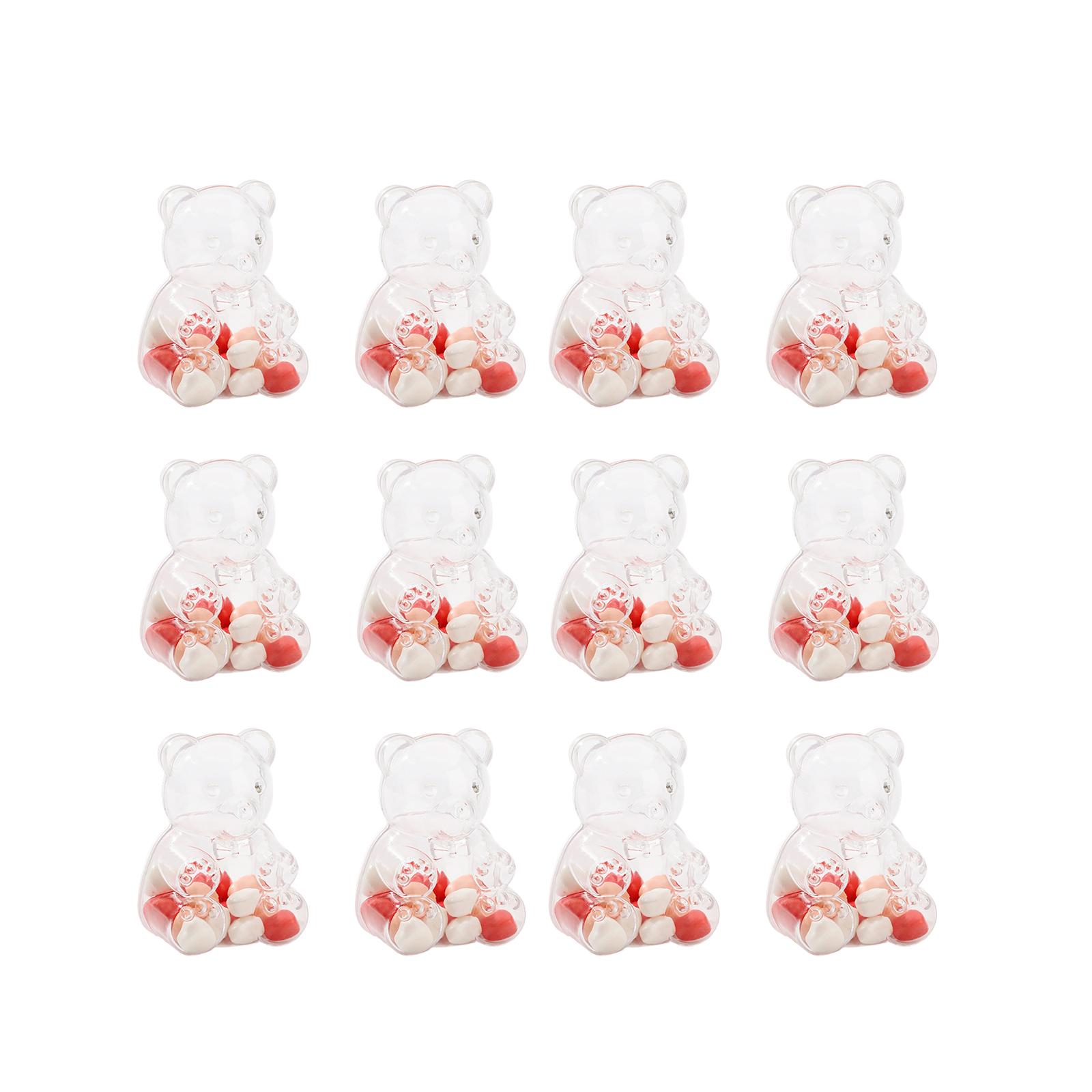 

trending bear shaped candy box party favor clear storage jar baby shower colorful rim treat container cute reusable sweet holder One Size чистый