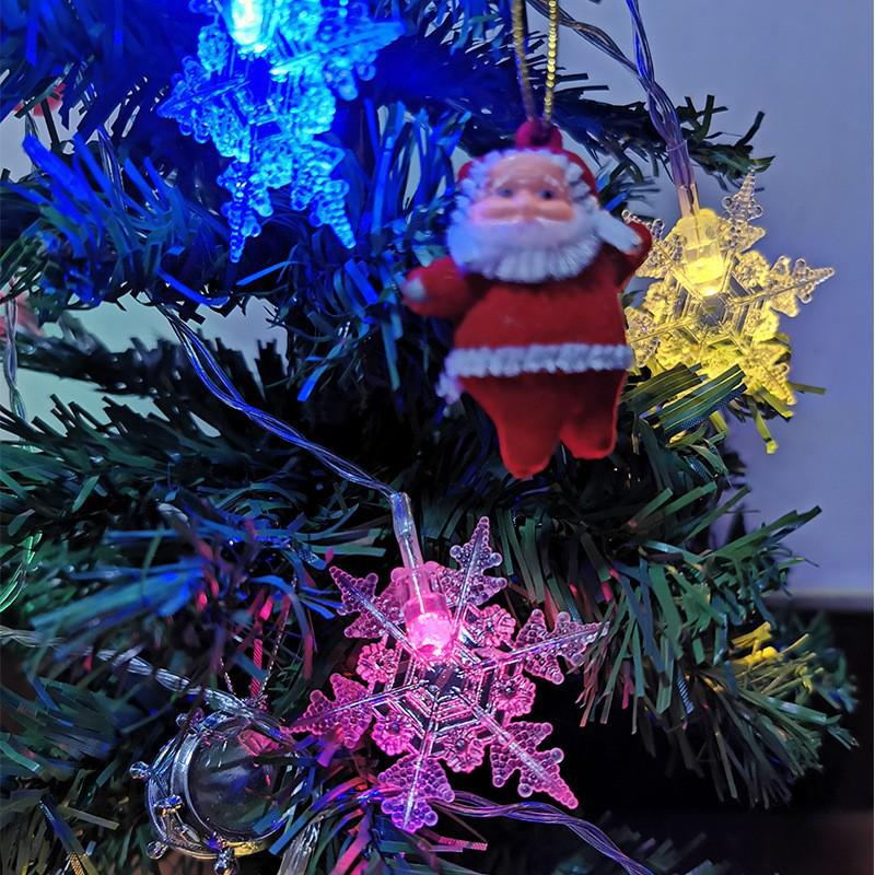 

6cm Large Snowflake LED String Lights for Christmas Tree Decoration 1.5m 10 lights Battery різнокольоровий