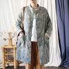 Women Vintage Print Floral Button Coats Spring Pockets Loose Bat Sleeve Chinese Style Coats