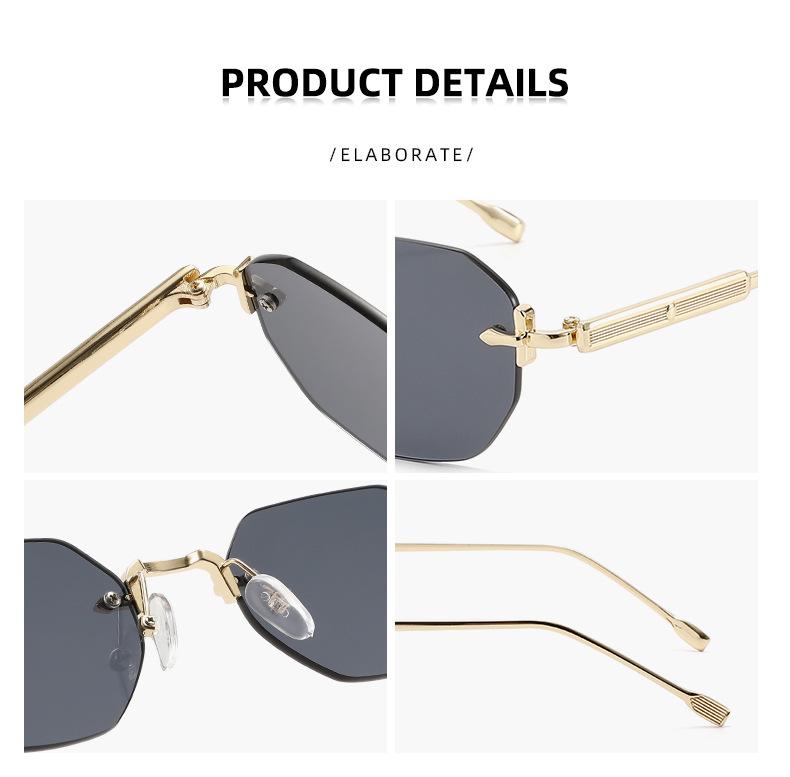 Sleek Rimless Cut-Edge Sunglasses - Stylish Women's Street Style & Sun Protection