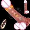 Realistic Soft Silicone Heating Telescopic Vibrator Big Dildo Female Vaginal Masturbation Suction Cup Dick Woman Anal Sex Toy 18