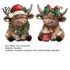 Retro Cartoon Style Ornaments 2/3Pcs Christmas Highland Cow Wooden Tabletop Sign, 2D Flat Yak Indoor Holiday Scene Decorations Figurine Ornament with