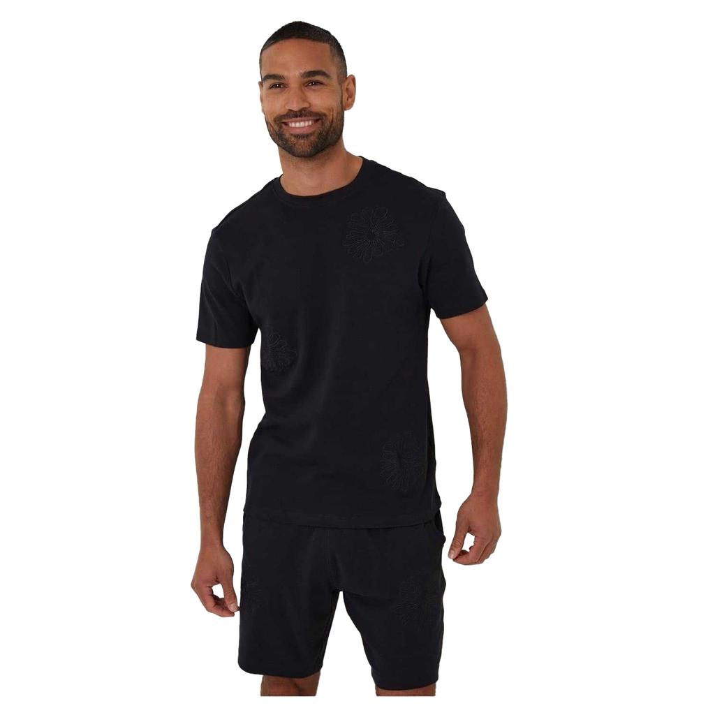 Threadbare Mens Embroidered Flower Regular T-Shirt