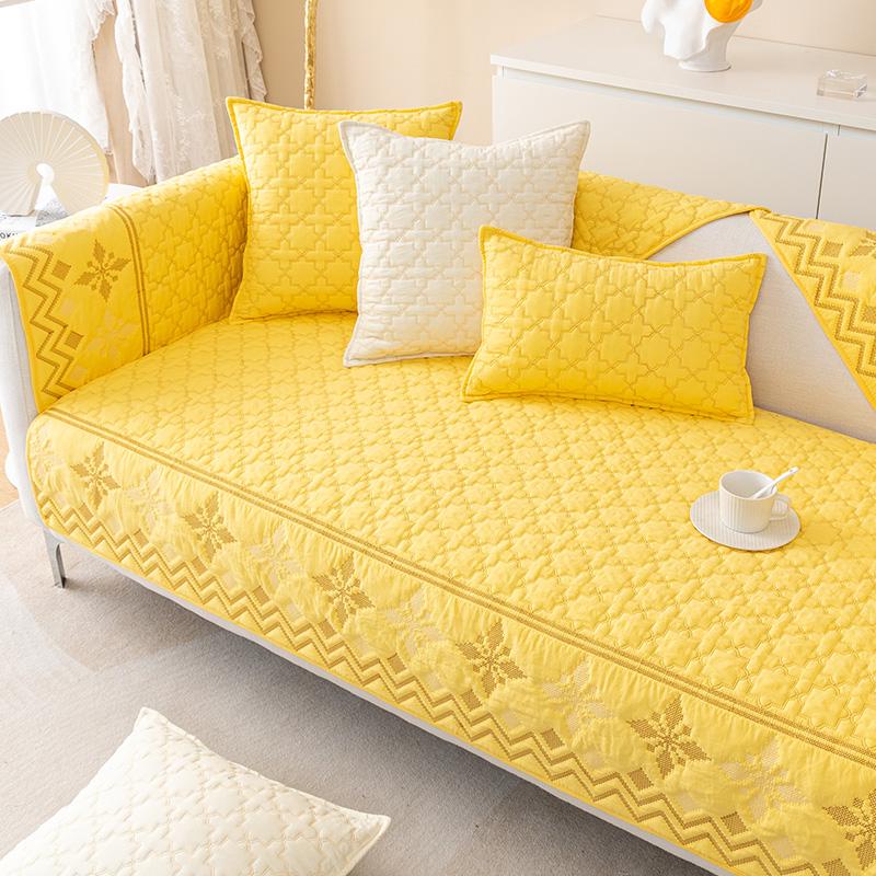 

Washed Cotton Fabric Sofa Cushion New Four-Season Universal Non-Slip Seat Cushion Cream Wind Sofa Cover Cover Cloth 70*70cm