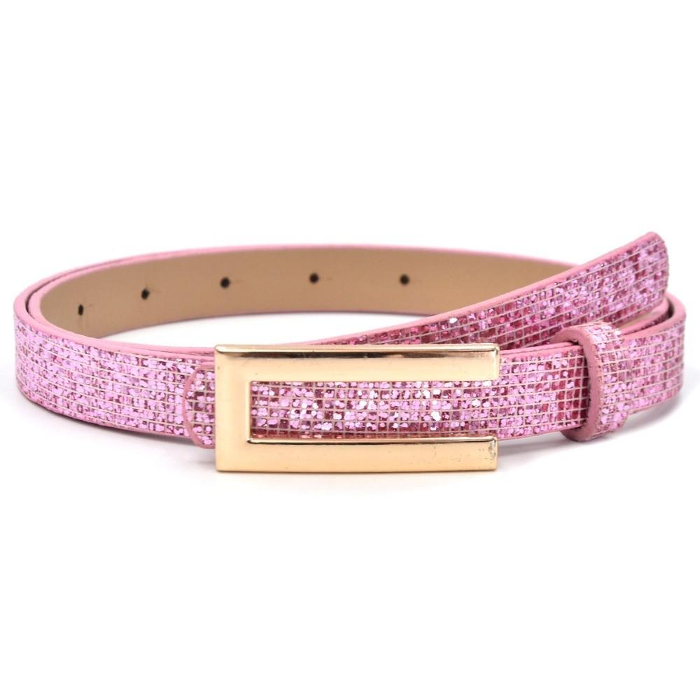 Bling Bling Funkelnder Strassgürtel Vielseitiges Luxusmarken-Design PU-Ledergürtel Glitzer Vintage Trendiger Taillengürtel