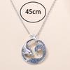Popular Women's Simple Versatile Palladium White K Sea Blue Diamond Dolphin Wave Necklace