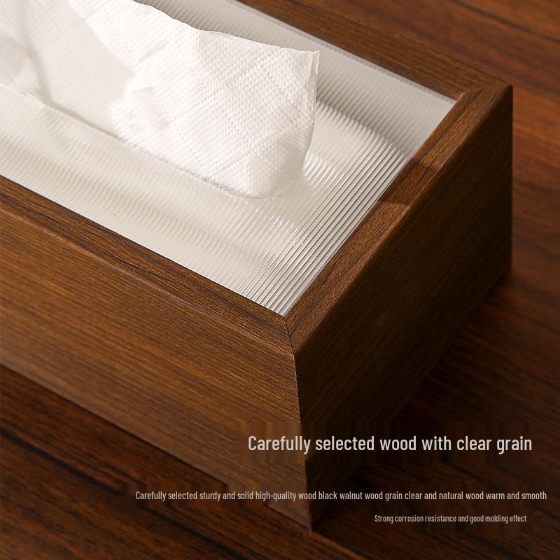 High-End Wooden Tissue Box for Living Room, Coffee Table, or Hotel - New Chinese Style with Customizable Logo Option