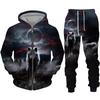 Men's Zipper Hoodie Set 3D Printed Animal Wolf Sportswear/Pants Casual Street Long Sleeve Loose Spring Autumn 2 Piece Set