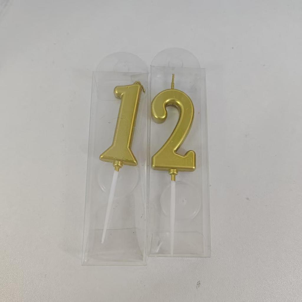 1/2/10pcs Number Birthday Candles, Gold Number Candles, Cake Number Candles, Party Celebration