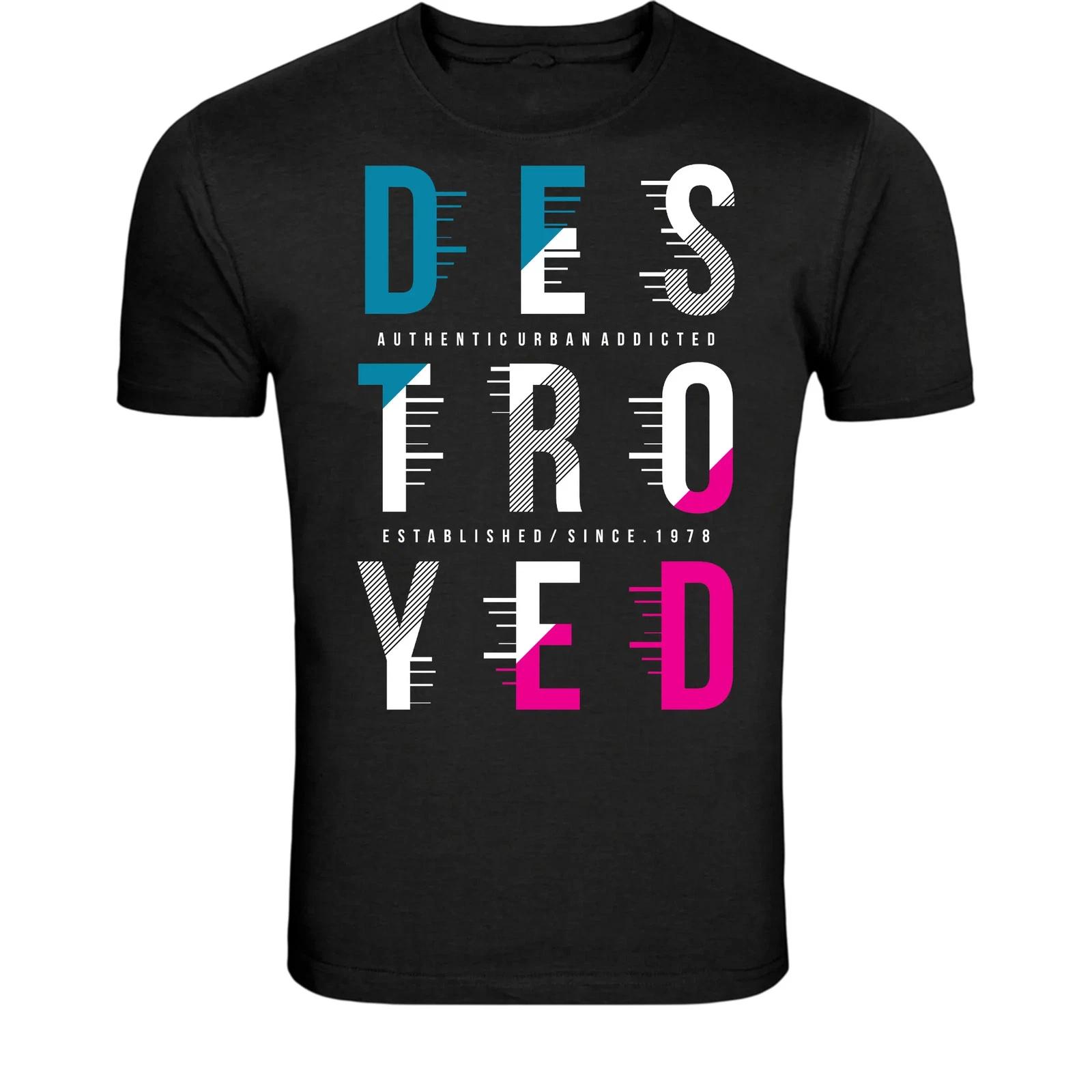 Destroyed Urban Streetwear T-Shirt - Modern Typography Street XS