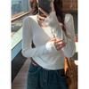 Lazy Wind Square Neck Knitted Sweater Women's Early Spring Tight Spice Girl Front Shoulder Long Sleeve Top Simple Bottoming Shirt
