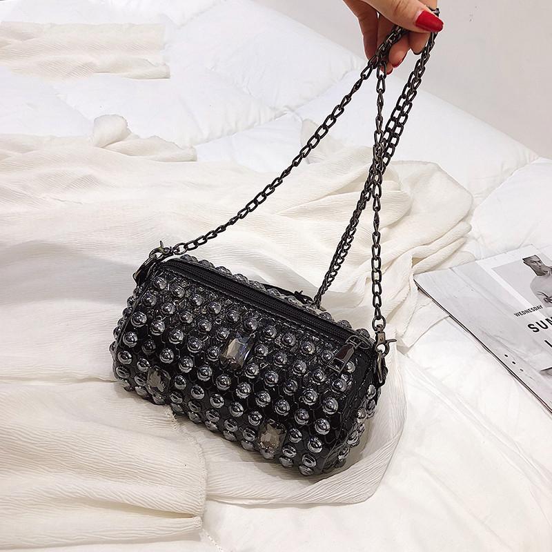 Punk Style Women Bag with Rivet Women Messenger Bags with Chain Shoulder Bag Female Cross Body Purse