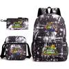 Large Capacity Schoolbag with Shoulder Strap; Student Three-piece Pencil Case Set