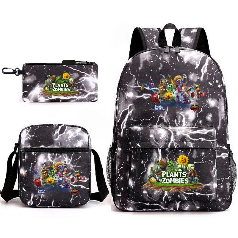 Large Capacity Schoolbag with Shoulder Strap; Student Three-piece Pencil Case Set