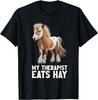 My Therapist Eats Hay Funny Cute Miniature Pony Horse Graphic T-Shirt Casual Short Sleeve Tee