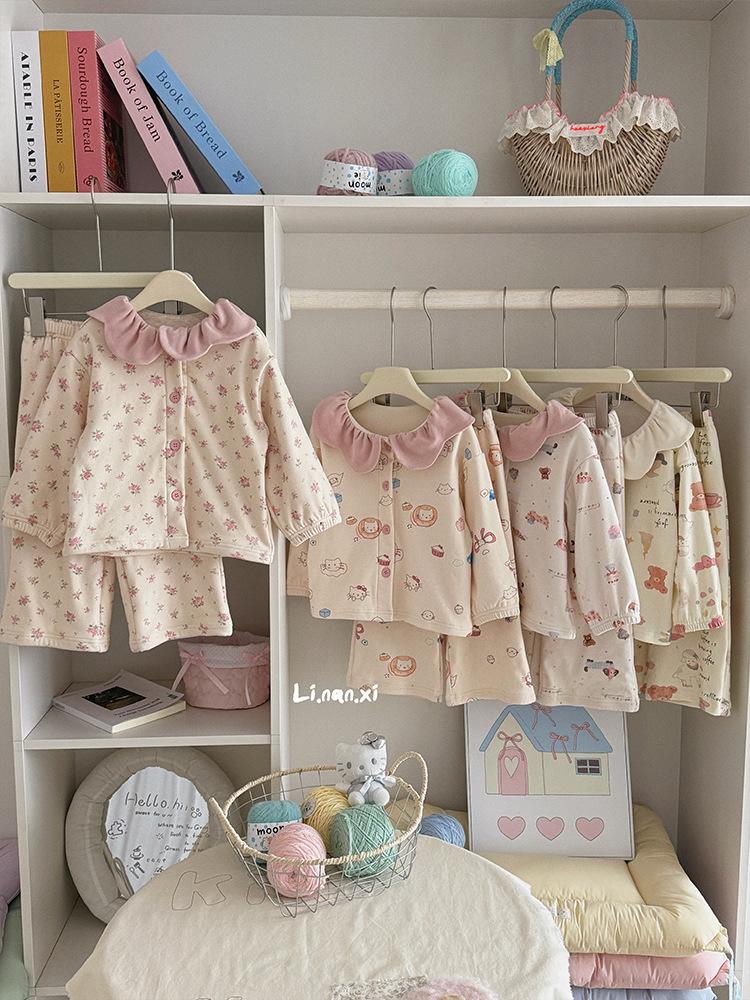 88352 Girls' 2025 Winter Pajama Set with Velvet and Lace - Sweet and Comfortable Homewear