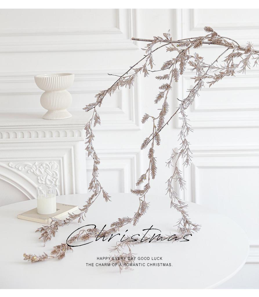 Christmas Vine & Branches: Champagne White & Gold Powder Tree Decor