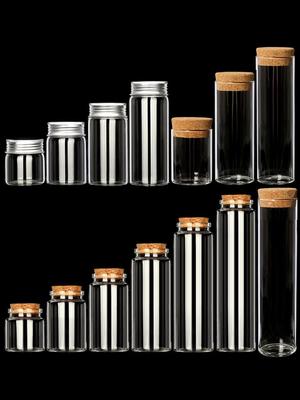 47mm Glass Wishing Bottle with Cork & Aluminum Lid – Transparent Jar for Sand Art