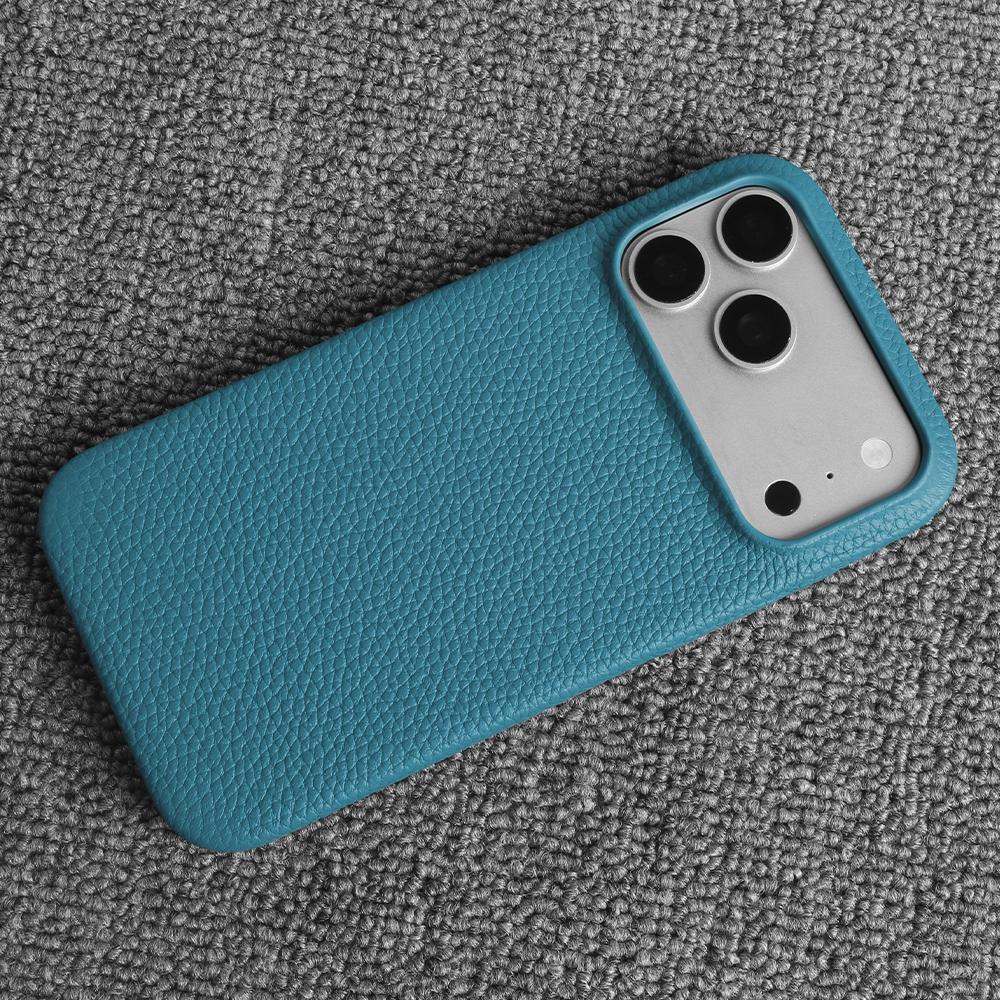 Luxus Echtleder Rindsleder Hülle für iPhone 17 Pro Max 16 15 14 13 12 Natürliches Rindsleder Litschi-Leder Stoßfeste Handyhülle Fundas