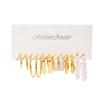 Retro Metal Geometric Personality Simple Retro Pearl Earrings Set Combination 6-Piece Set Women