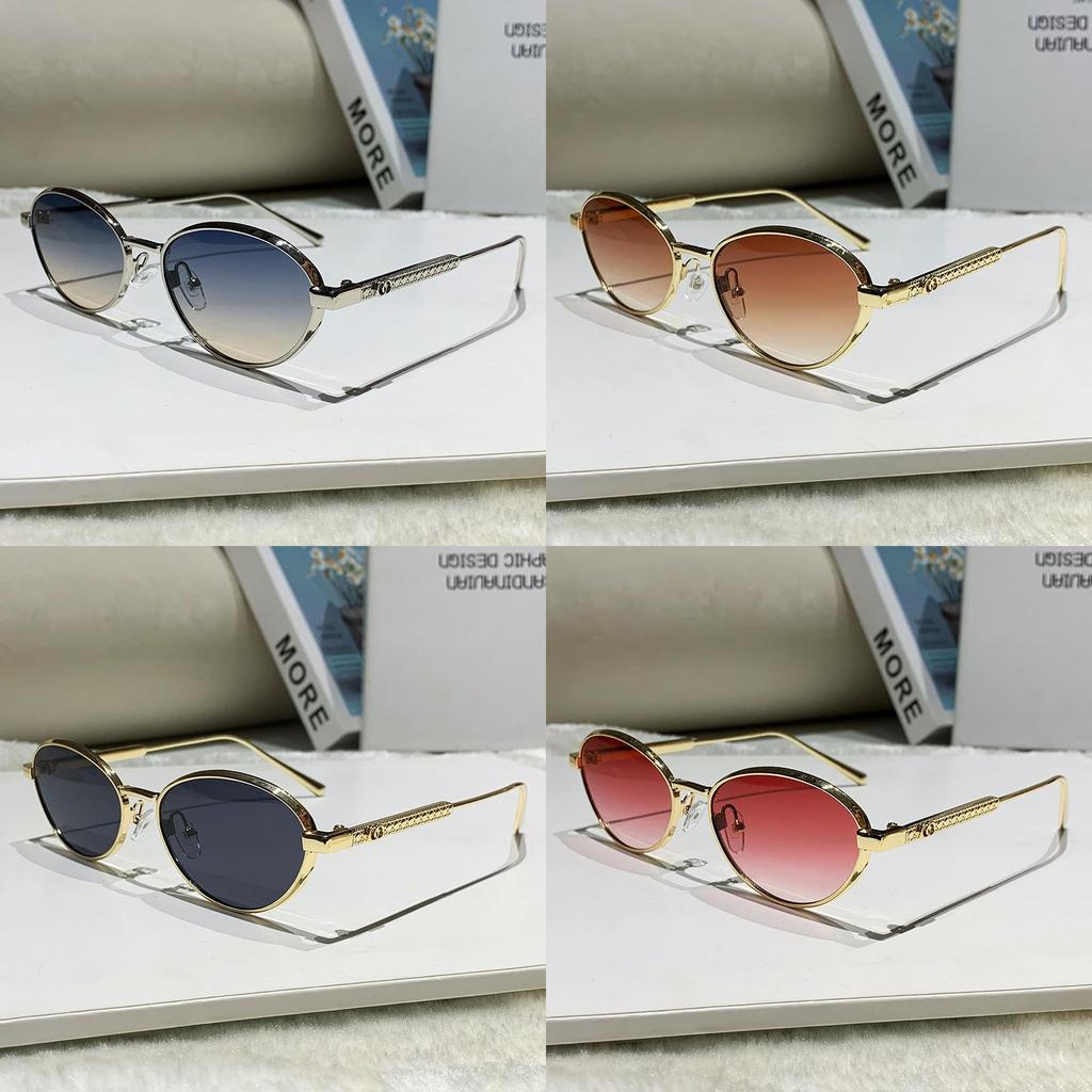 Euro Metal Oval Sunglasses With Uv400 Protection For Fashionable Summer Outings