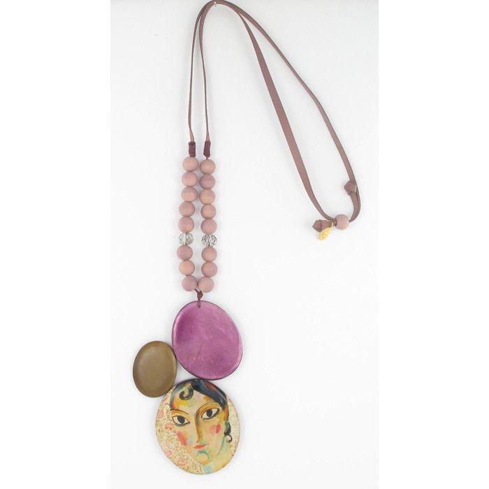 Sautoir rose avec portrait