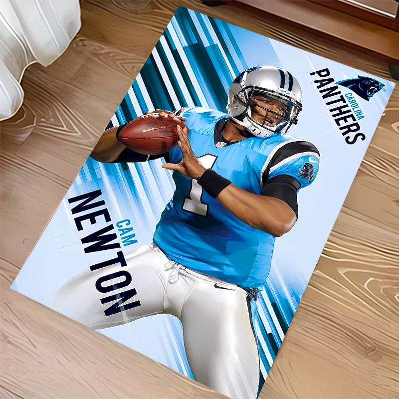 1pc Carolina Panthers Print Area Rug - Soft,Washable Non-Slip Indoor Mat for Office Chairs,Living Room,Home Office Decorative Rug