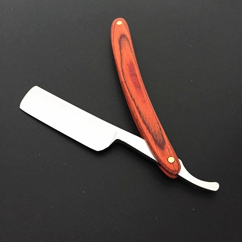 Vintage Old Style Holzgriff Straight Edge Stahl Barber Razor Folding Rasiermesser Haarentfernungswerkzeuge