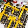 1pc Extra-Long Premium Retro Black & Golden Christmas Wrapping Paper with Golden Reindeer, Trees, Snowflakes, Craft Paper