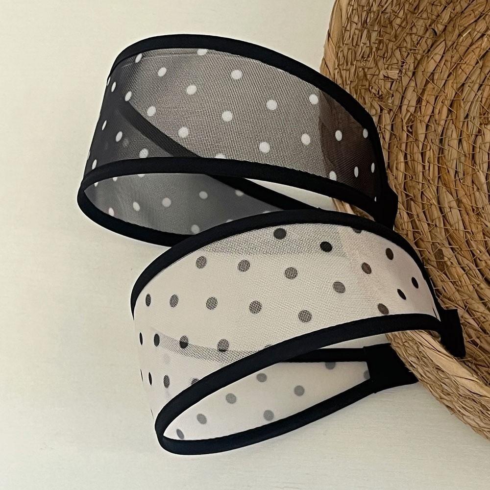 Soft Fabric Hair Hoop Polka Dot Pattern Wide Headband Comfortable Mesh Headband Travel Use
