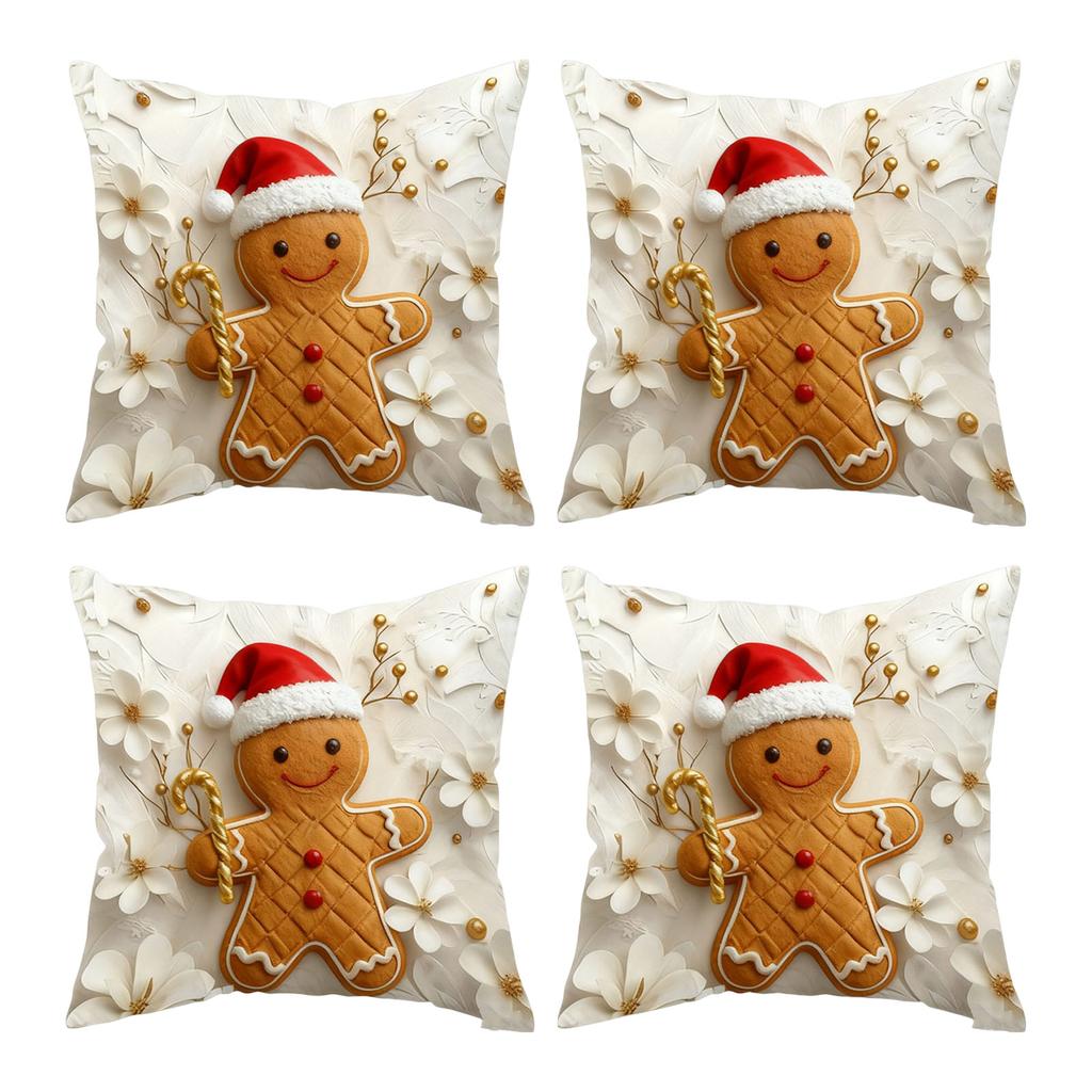 Świąteczna poszewka na poduszkę, Świąteczna dekoracja domu, Pokrowiec na poduszkę, Zestaw 4 sztuk