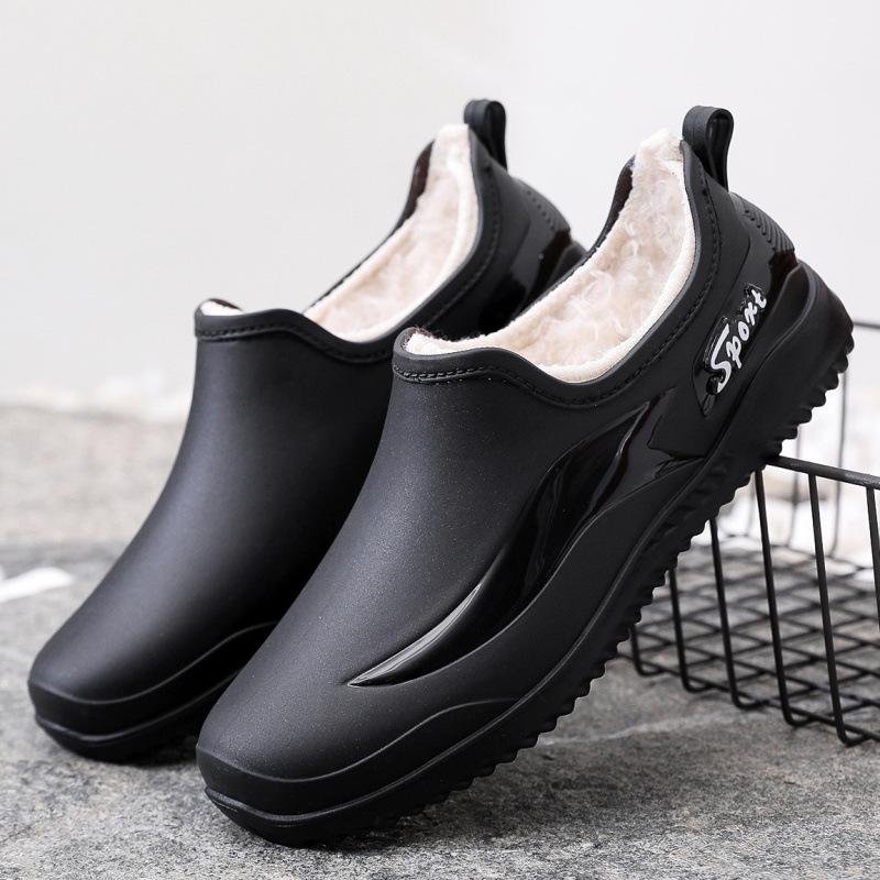 European and American Shallow Mouth Rain Shoes Female Internet Celebrity Fashion Low-top Short Tube Non-slip Waterproof Shoes Kitchen Work Rubber Shoe
