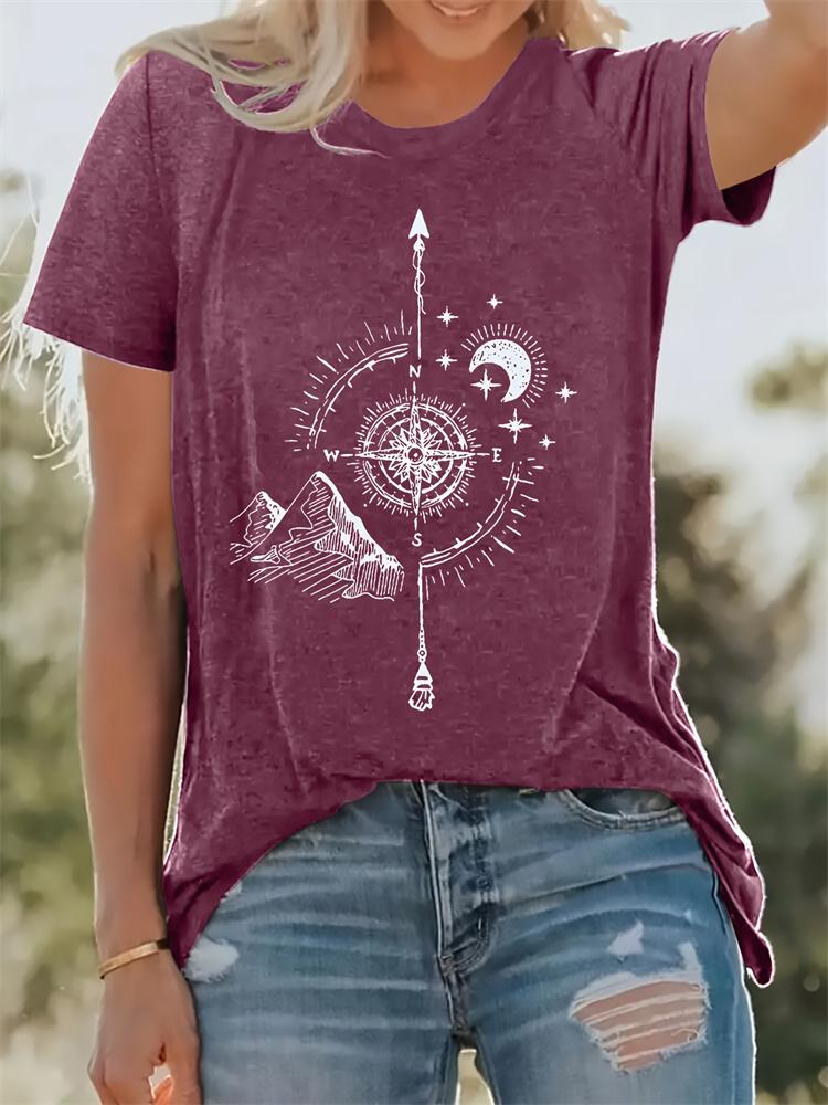 Dandelion Print Women's O-neck T-shirt Urban Street Fashion Women's Loose T-shirt Everyday Casual Elegant Short-sleeved Top