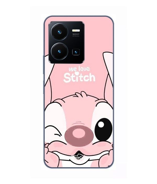 Coque Pour Vivo Y35 4G Stitch Angel mignon gond rose Maniacase