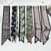 1Pc Long Versatile Ponytail Ribbon Gift Printed Soft Silk Scarf Temperament Bag Straps