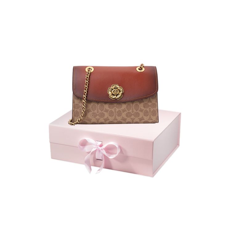 Coach Parker 26 Classic Floral Chain Print Coated Canvas Handbag Women Handbags Brown Yellow 30585-B4RU