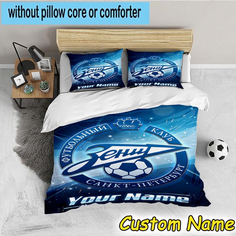 Custom Name Zenit Football Bedding Set 3PCS Duvet Cover Closure Includes 1 Duvet Cover & 2 Pillowcases for All Seasons Bedroom Decor