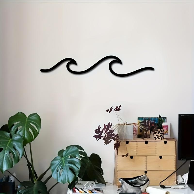1pc Metal Wave Art Sign, Modern Minimalist Wall Decor,Metal Line Wave Wall Sculpture,Line Art Decoration for Office Metal Walls.